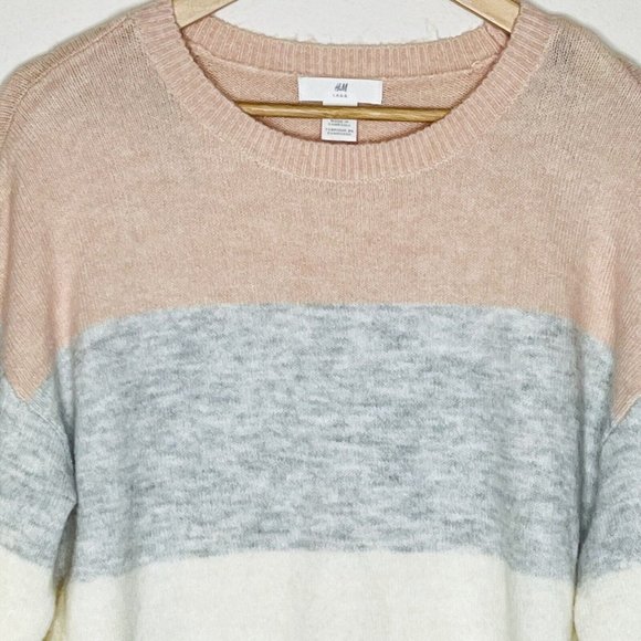 H&M Oversized Wool Blend Sweater Colorblock Stripe Size M - Picture 11 of 13